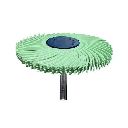 Dedeco Sunburst Radial Bristle Discs 3 in Curved Tc 6-Ply Lt Green 1 Micron A/O 1/4 in 1/Unit 1834